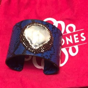 Sassy Jones Tizani Leather Cuff - Blue